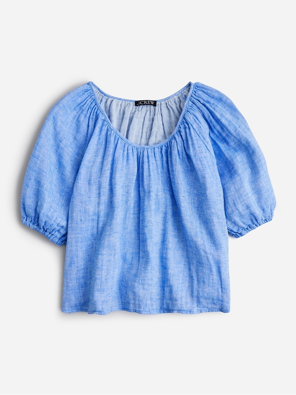 J.Crew Swingy Puff Sleeve Cotton Linen Gauze Top XXL Blue